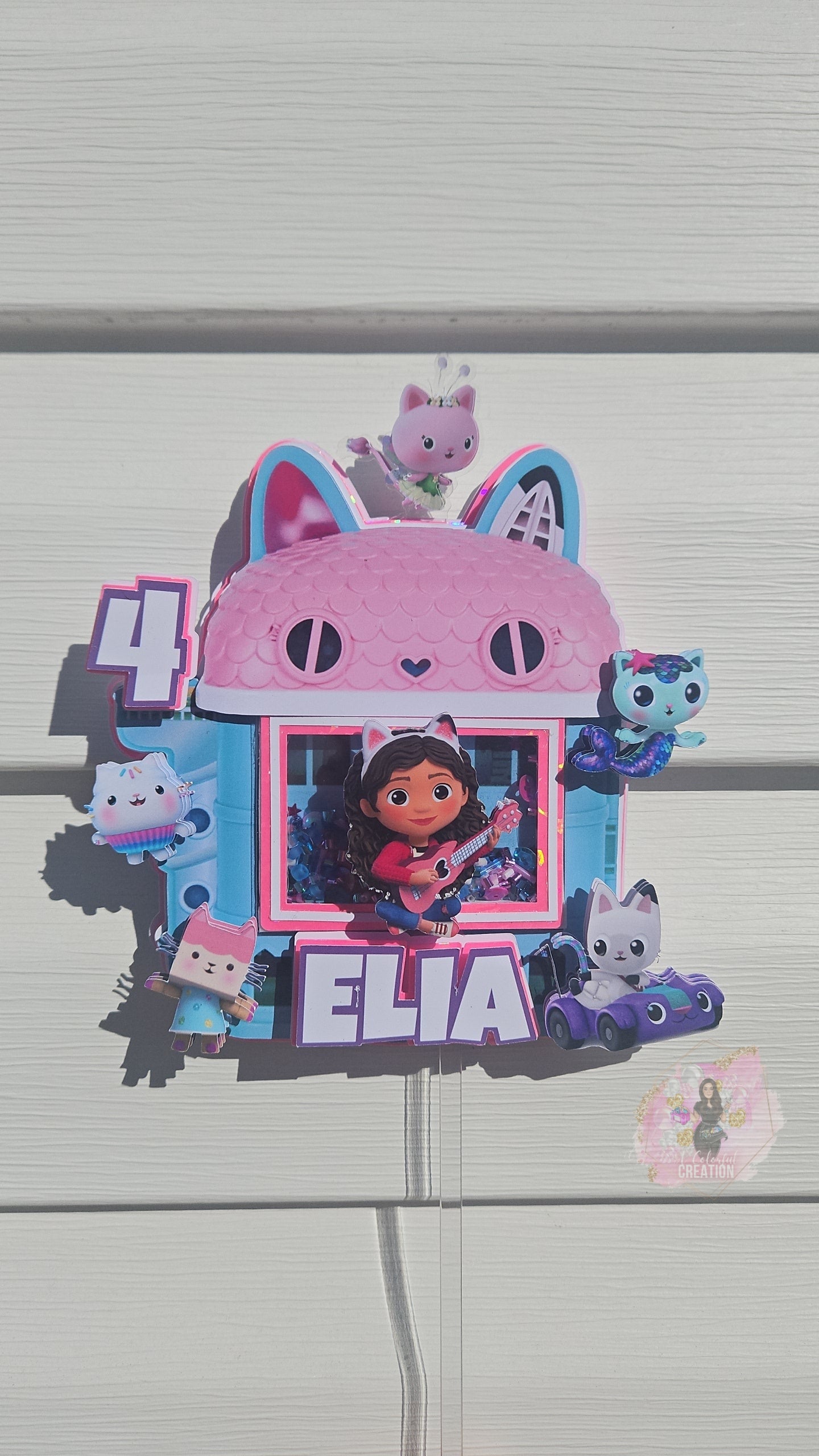 Dollhouse Themed Shaker Cake Topper WITH Lights & Name Personalization