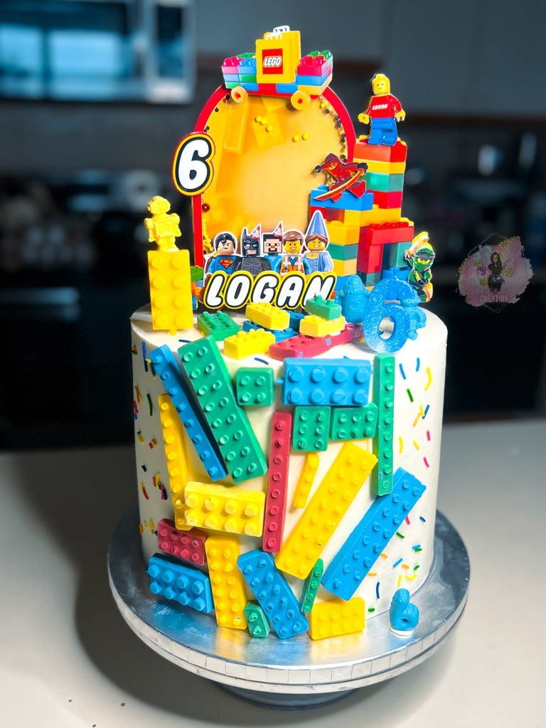 Building Block 3D Shaker Cake Topper WITH Lights & Name Personalization