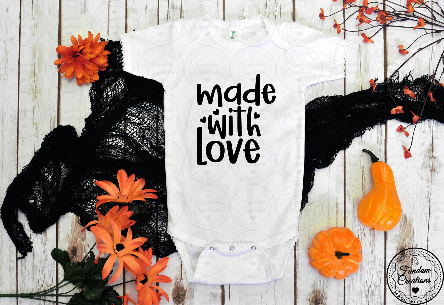 Made With Love 100% Cotton Custom Baby Onesie