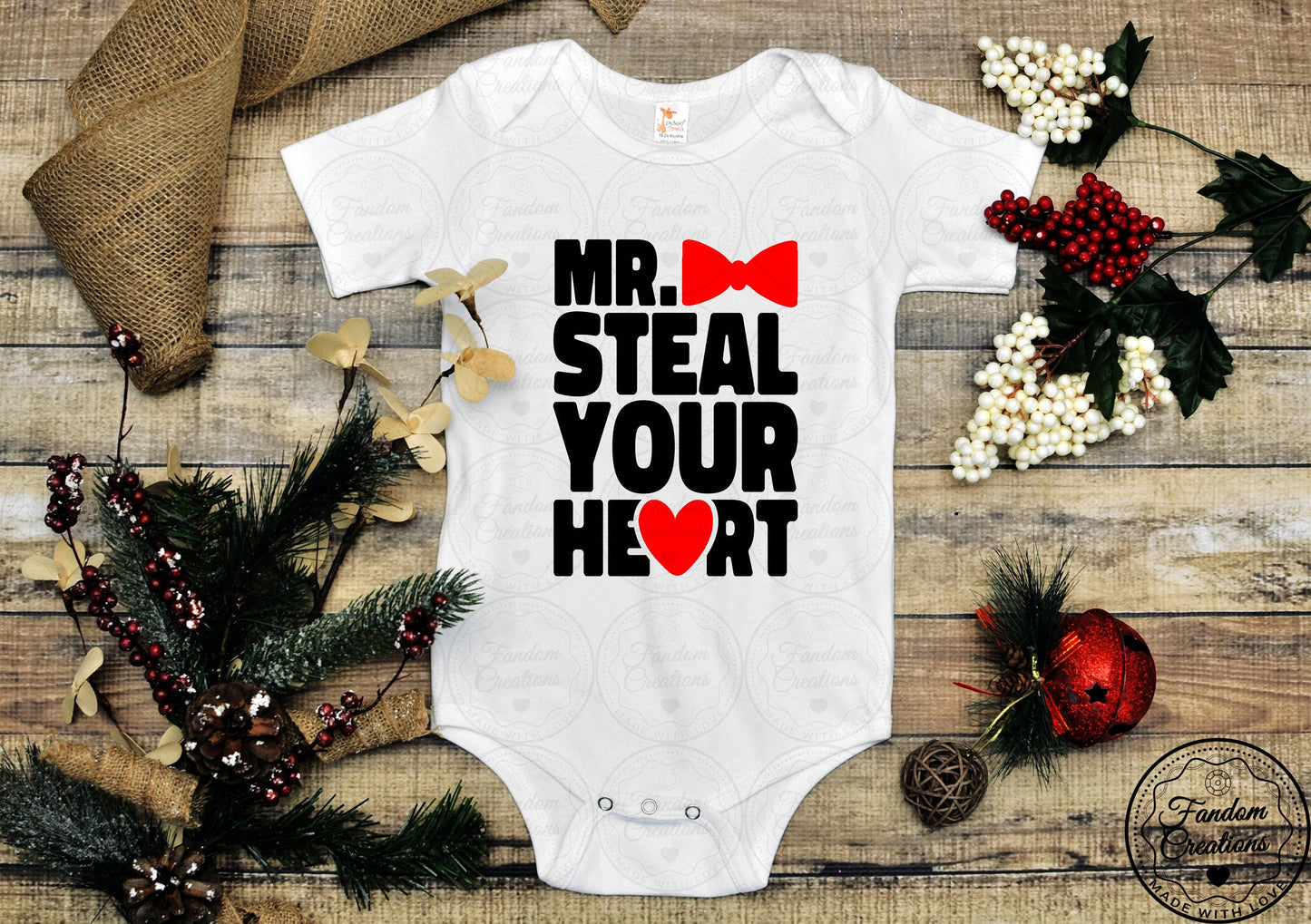 Mr. Steal Your Heart 100% Cotton Custom Baby Onesie