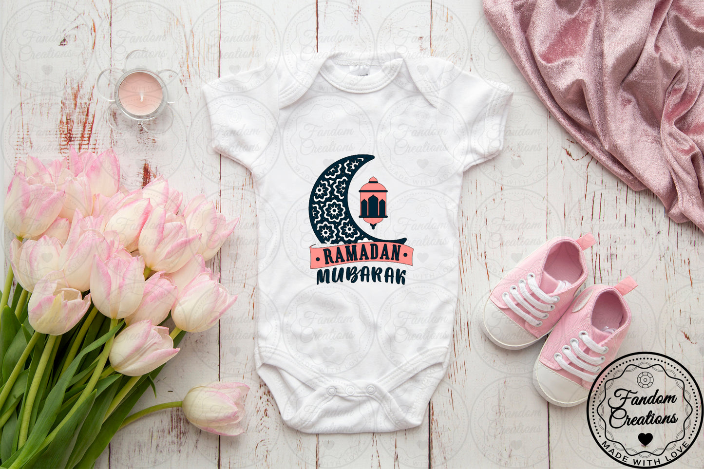 Ramadan Mubarak 100% Cotton Custom Baby Arabic Onesie