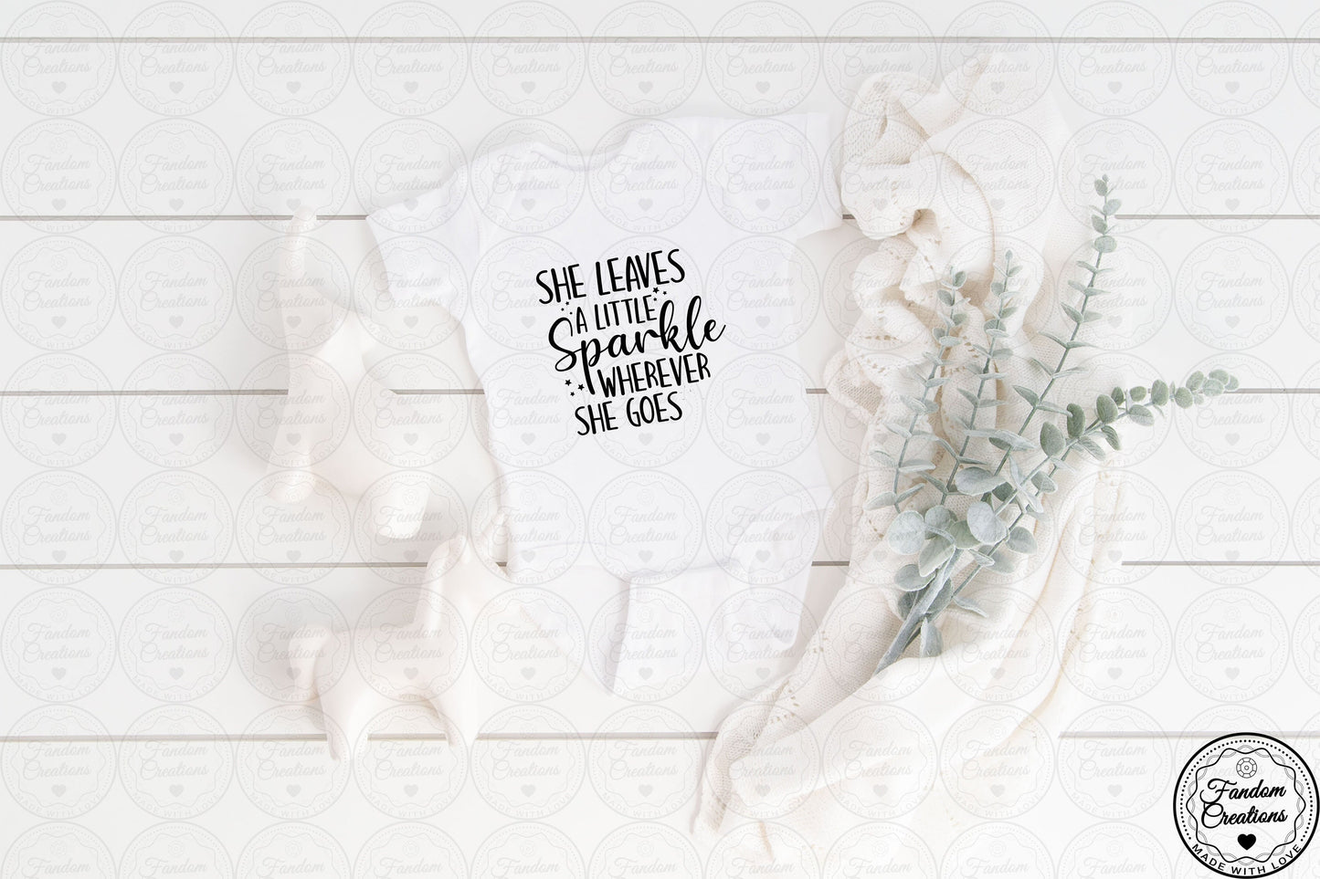 She Leaves A Little Sparkle Wherever She Goes 100% Cotton Custom Baby Onesie