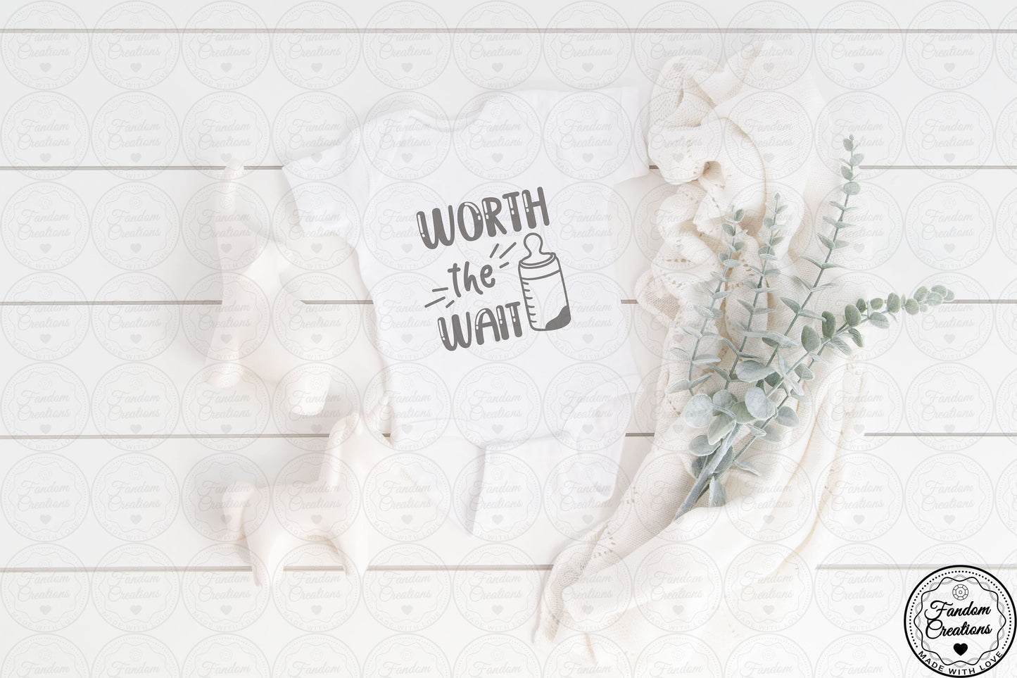 Worth The Wait Version 2 Cute 100% Cotton Custom Baby Onesie