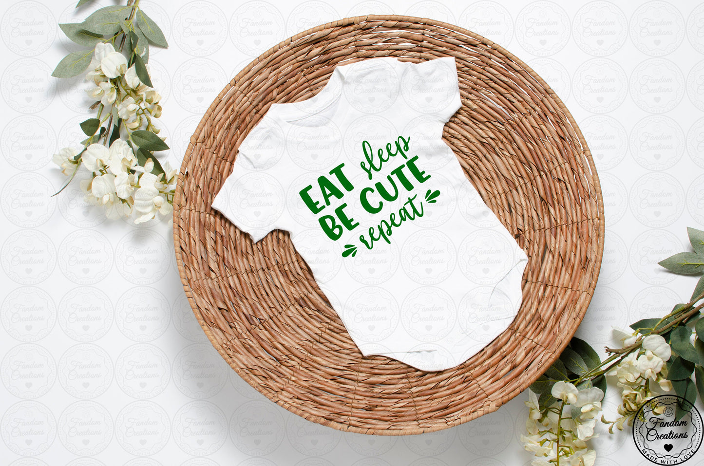 Eat Sleep Be Cute Repeat 100% Cotton Custom Onesie
