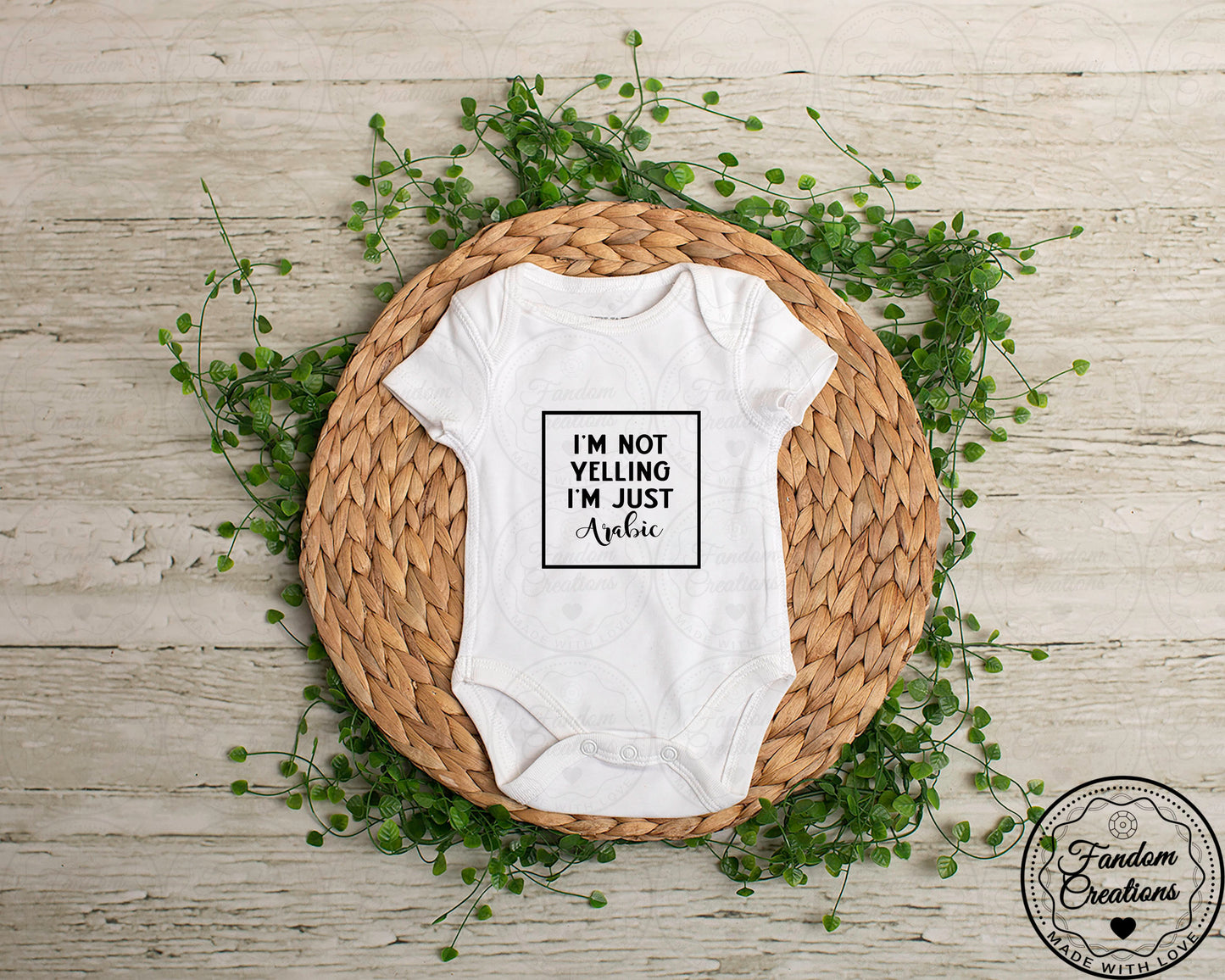 I'm Not Yelling I'm Just Arabic Funny 100% Cotton Custom Onesie