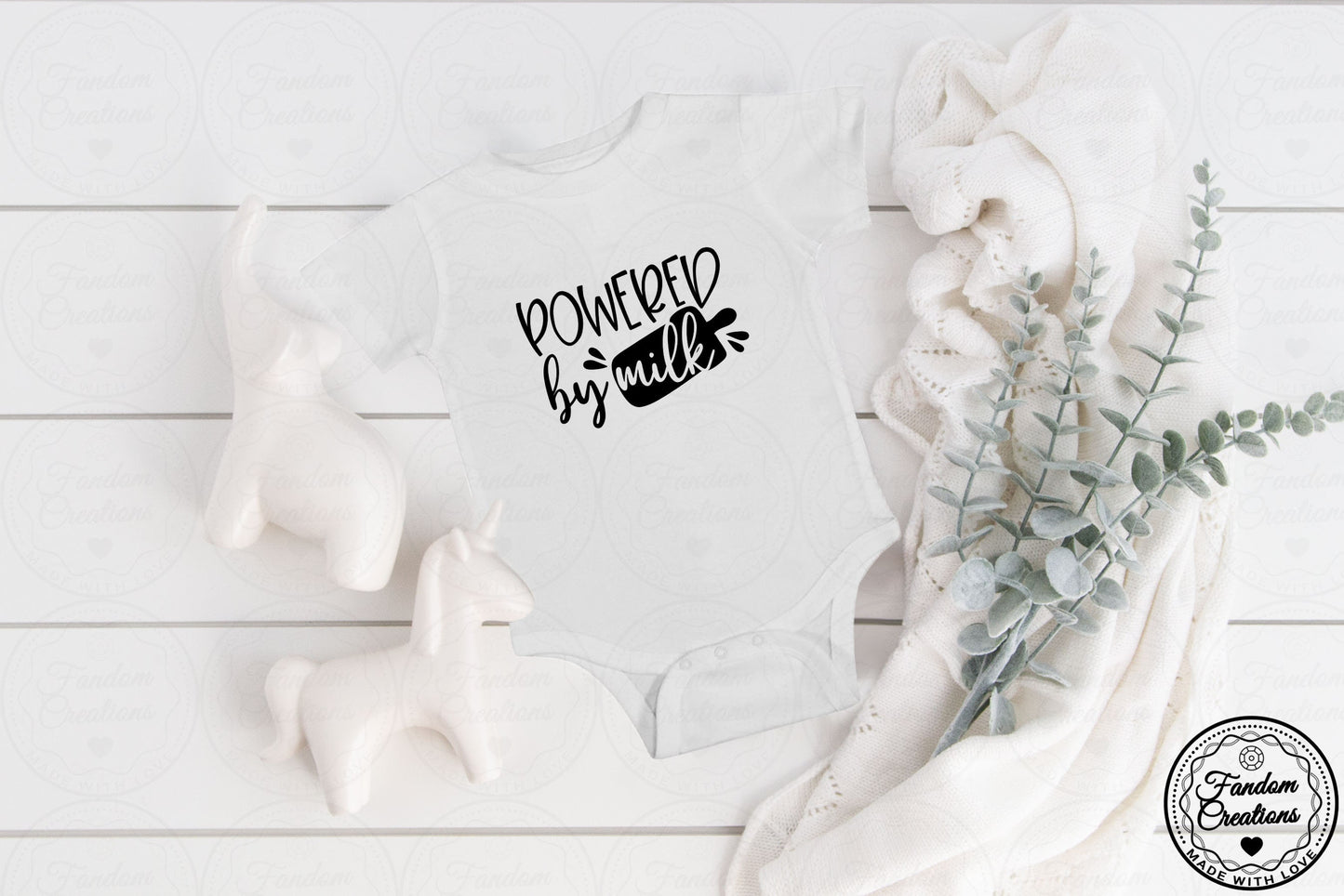 Powered By Milk 100% Cotton Custom Baby Onesie