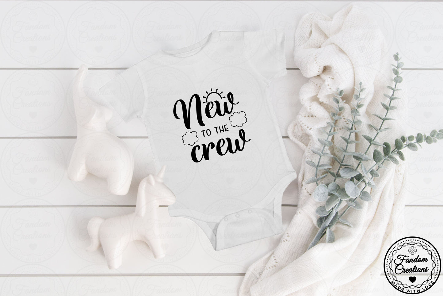 New To The Crew 100% Cotton Cute Custom Baby Onesie