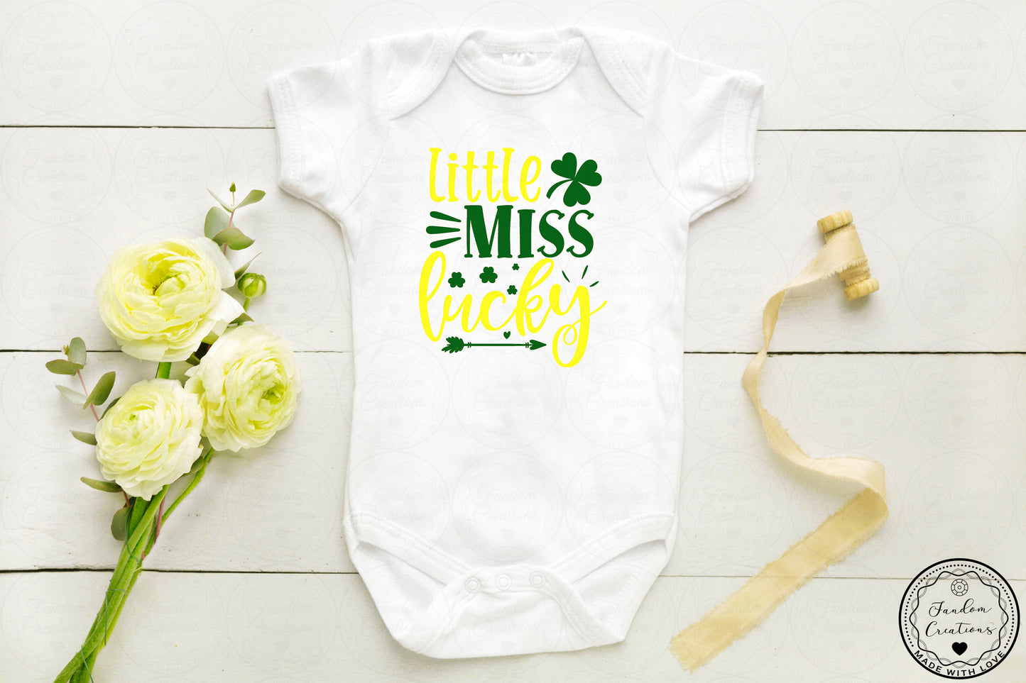 Little Miss Lucky St Patrick's Day Custom 100% Cotton Baby Onesie