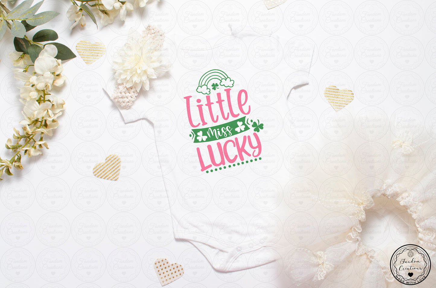 Little Miss Lucky Version 2 St Patrick's Day Custom 100% Cotton Baby Onesie