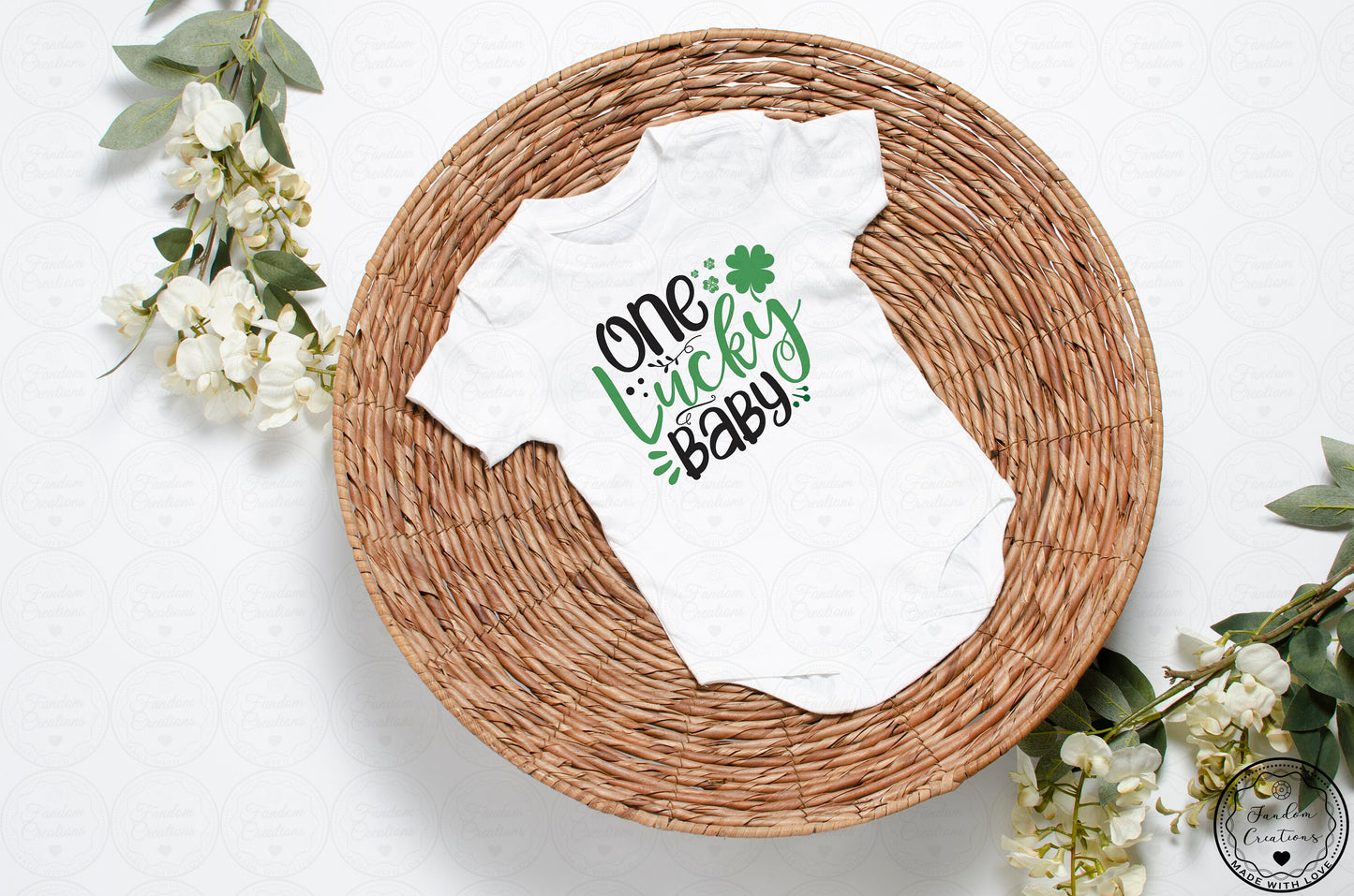 One Lucky Baby St Patrick's Day Custom 100% Cotton Baby Onesie