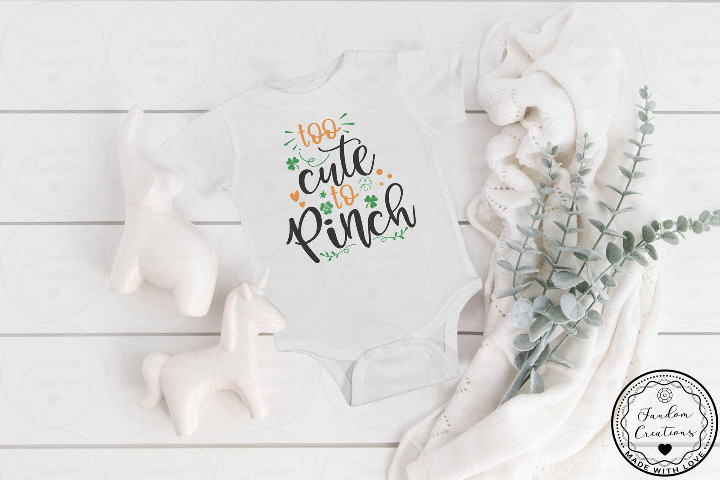 Too Cute To Pinch St Patrick's Day Custom 100% Cotton Baby Onesie
