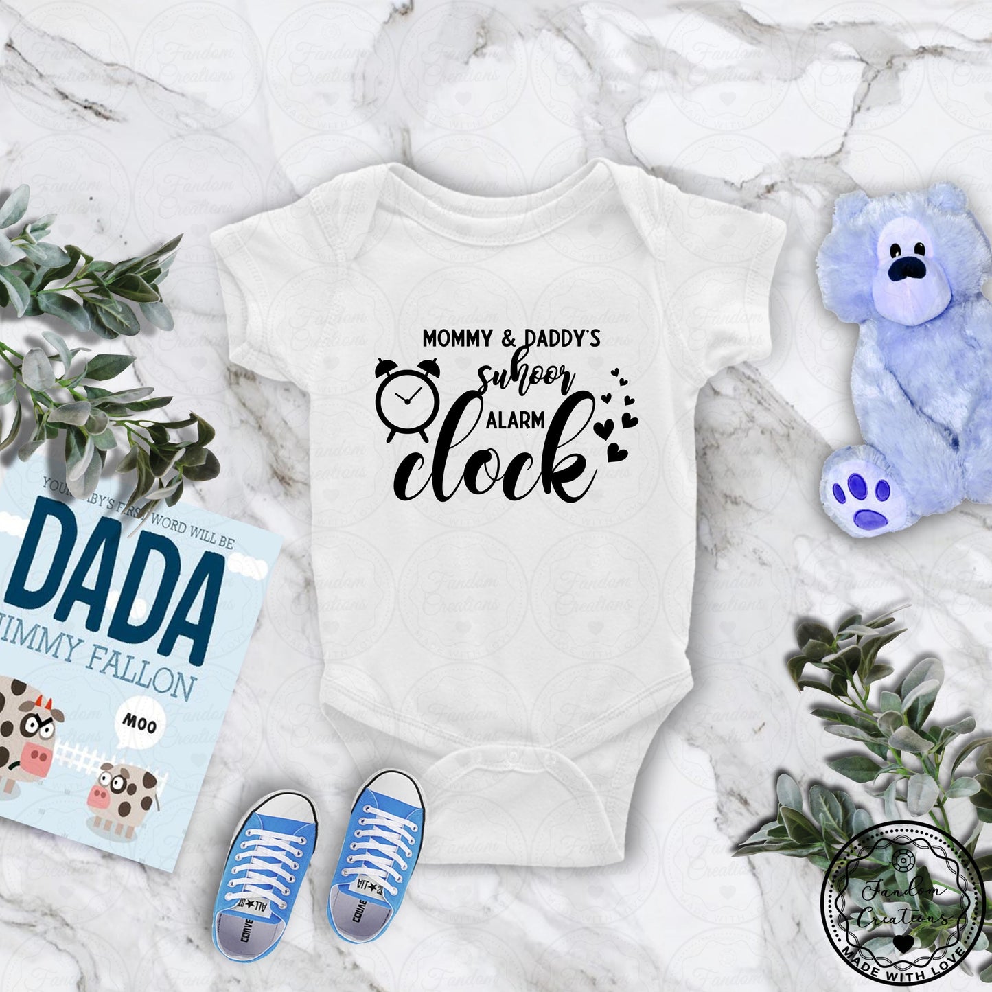 Mommy & Daddy's Suhoor Alarm Clock 100% Cotton Custom Arabic Baby Onesie