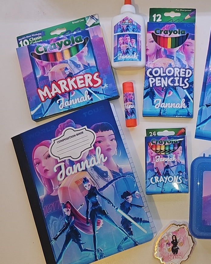 Personalized Back to School Supply Bundle | Custom Name & Theme | Kids School Supplies with Poster & Labels