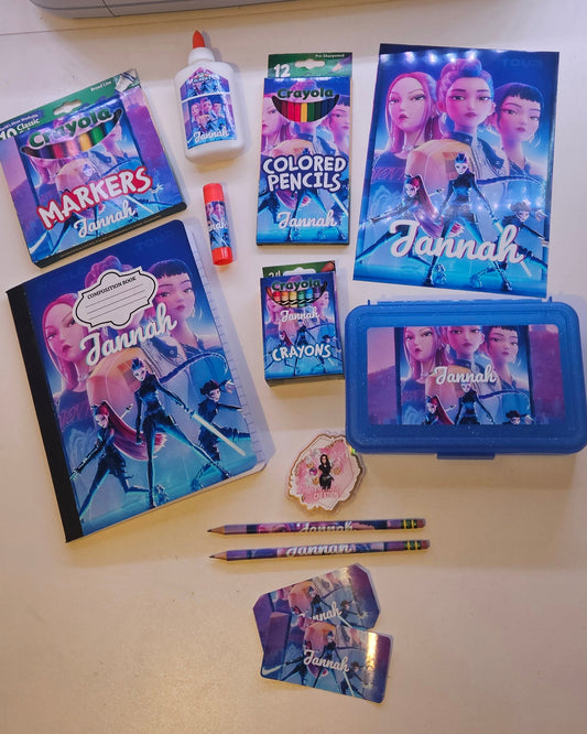 Personalized Back to School Supply Bundle | Custom Name & Theme | Kids School Supplies with Poster & Labels