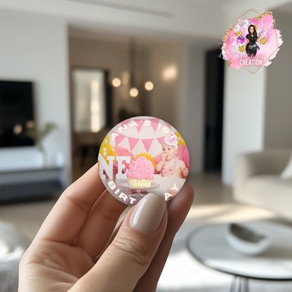 Custom Buttons – Personalized for Any Occasion! Small, Medium, Large Rounds or Square. Perfect Keepsake: birthdays, weddings, grads and more