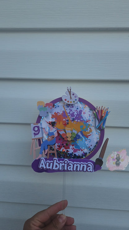 Artist Themed Cake Shaker Topper WITH Lights & Name Personalization
