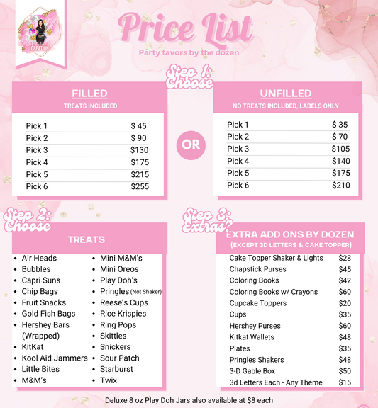 Extra Add Ons Sold by the Dozen