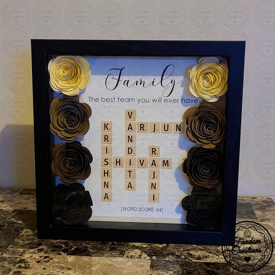 Custom Scrabble Shadowbox WITH Fairy Lights 9x9 The Perfect Family Gift