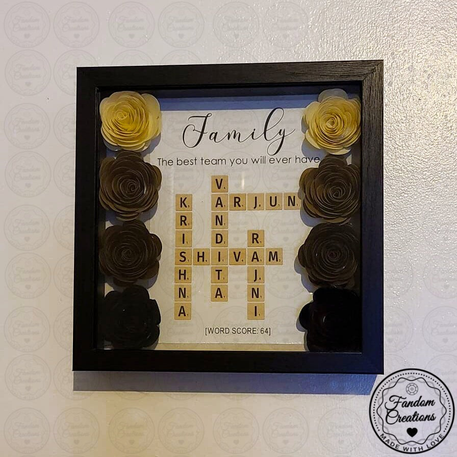 Custom Scrabble Shadowbox WITH Fairy Lights 9x9 The Perfect Family Gift