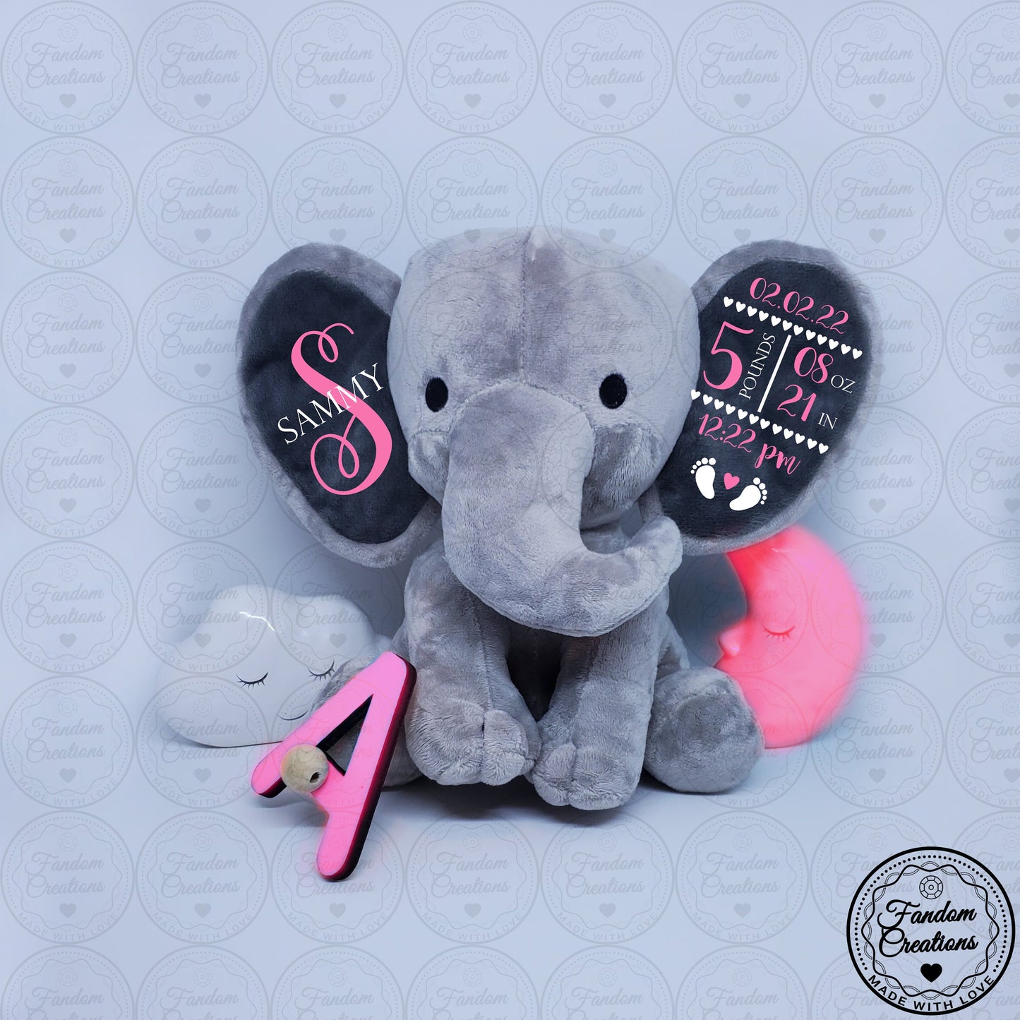 Custom PERSONALIZED Birth Stats Bedtime Originals Choo Choo Express Humphrey the Elephant New Baby Keepsake