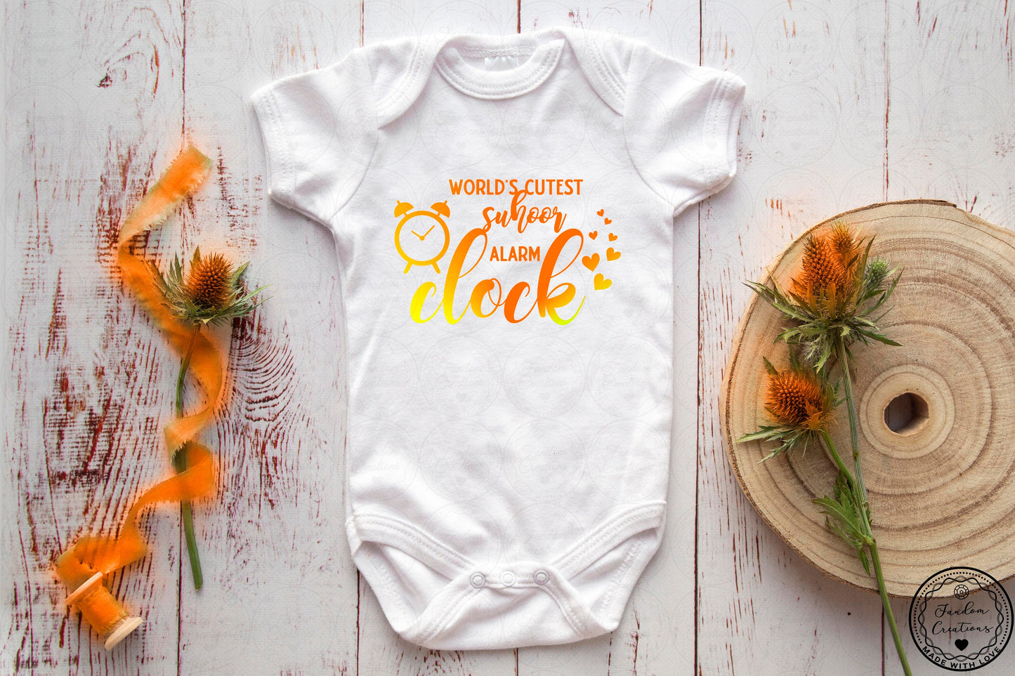 World's Cutest Suhoor Alarm Clock 100% Cotton Custom Arabic Baby Onesie