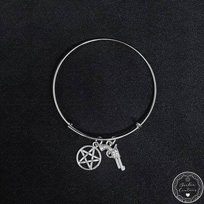 Adjustable Pentagram Gun Supernatural Bangle Bracelet