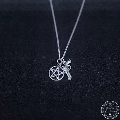 Pentagram Gun Supernatural Necklace