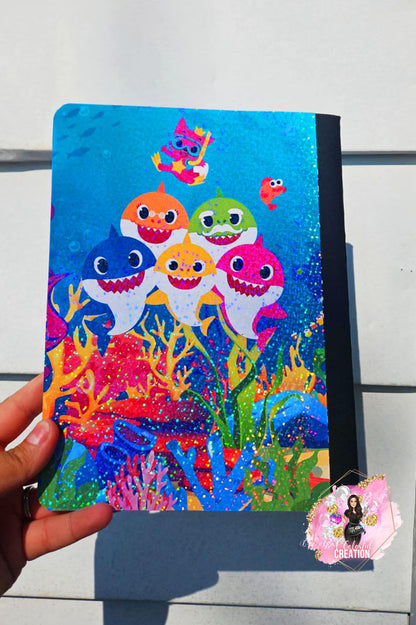 Personalized Baby Shark Notebook – Cute Under the Sea Kids Stationery with Glossy or Holographic Finish