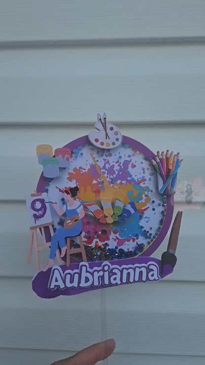 Artist Themed Cake Shaker Topper WITH Lights & Name Personalization